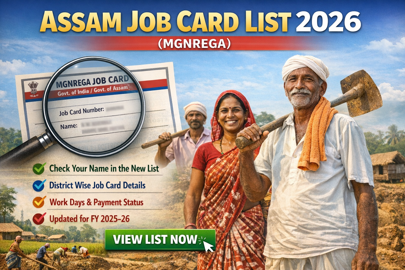 Job Card Assam List 2026 MGNREGA PNRD Official Beneficiary Register